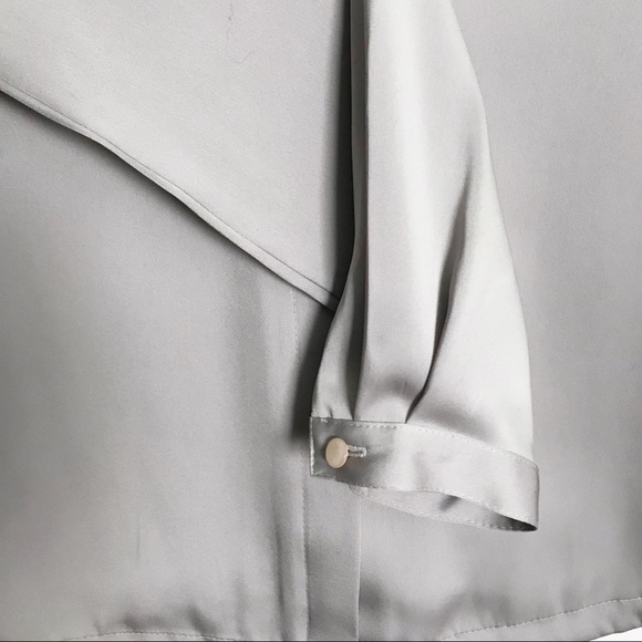 Vintage Top Button Long Sleeve Blouse Grey - Picture 2 of 5